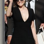 Elizabeth Olsen Tits Out in a Black Dress