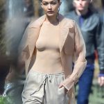 Gigi Hadid Nude Shirt Tits Out