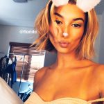Hailey Baldwin TIts out for Snapchat