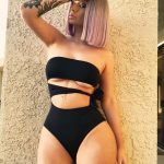 Iggy Azalea Underboob Tits in a Tight black bikini