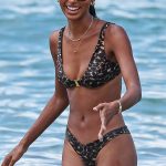 Jasmine Tookes Tits and Ass in Tiny Bikini on the Beach