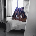 Kaia Gerber slutty with her girlfriends on a bed in panties