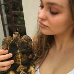 Lily Rose Depp Big tits in a white shirt with a turtle