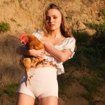 Lily Rose Depp Cameltoe Holding a Chicken
