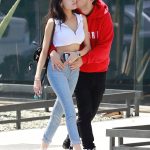 Madison Beer Big Tits Short White Crop Top and Tight JEans