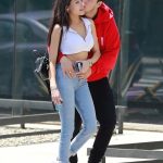 Madison Beer Big Tits Short White Crop Top and Tight JEans