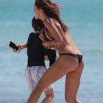Patricia Gloria Contreras Topless in a Black Thong on the Beach