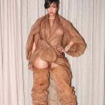 Rihanna Nipples in a see through nude dress at coachella