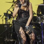 camila cabello on stage in a black lace bra and pants 2