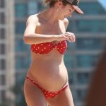 candice swanepoel pregnant in a little red bikini