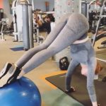 madelaine petsch ass workout in tight grey leggings