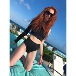 madelaine petsch black bikini legs spread