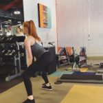 madelaine petsch booty workout in tight black leggings 4