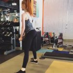madelaine petsch booty workout in tight black leggings 9