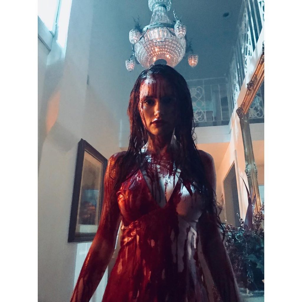 madelaine petsch covered in blood playing Carrie