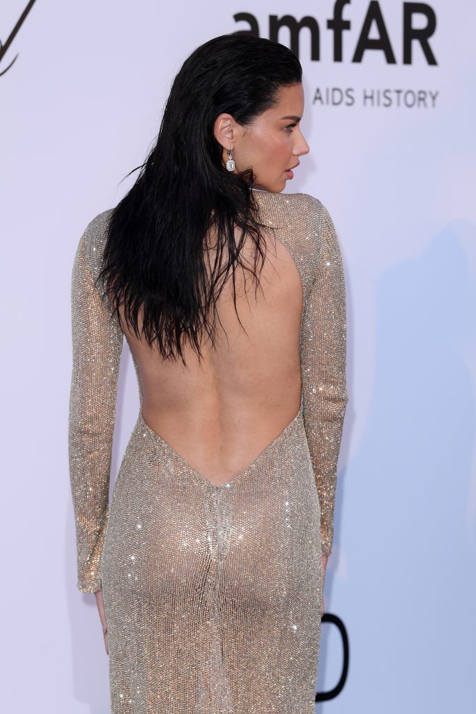 Adriana Lima Ass and Tits See Through Gold Dress