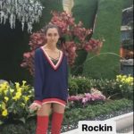 Alyson Stoner Blue Sweater Red Thigh Highs