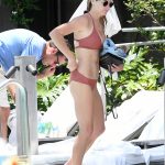 Ashley Greene Ass and Tits in a wet pink bikini