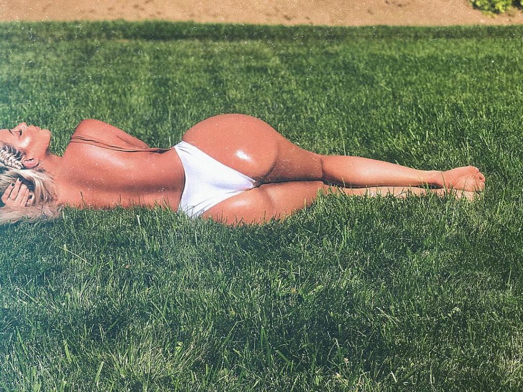 Aubrey ODay Oiled up Fake Ass in a White Thong