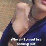 Bella Thorne Tits in a Black Bikini for Snapchat 2