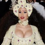 Cardi B Big Pregnant Tits in a White Gown at the MET