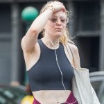 Dakota Fanning Tits in a Sports Bra and Leggings