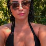 Demi Lovato Big Tits in a Black Bikini and Sunglasses