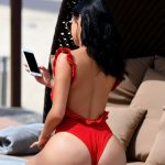Demi Rose Black Big tits and Ass in red swimsuit 2