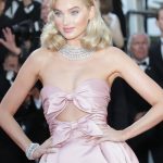 Elsa Hosk Tits in a Pink Dress at Cannes