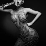 Iggy Azalea Nipples Nude in a Fish Net Dress Covering her Pussy
