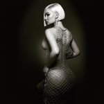 Iggy Azalea Nipples Nude in a Fish Net Dress Covering her Pussy