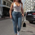 Iskra Lawrence Hard Nipples in a Tight White Shirt in Cannes