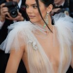 Kendall Jenner Dark Nipples in a See Through White Dress