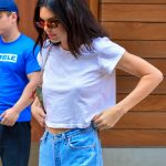 Kendall Jenner Hard Nipples in See Through White Shirt