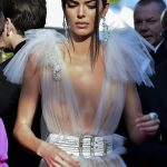 Kendall Jenner Dark Nipples in a See Through White Dress