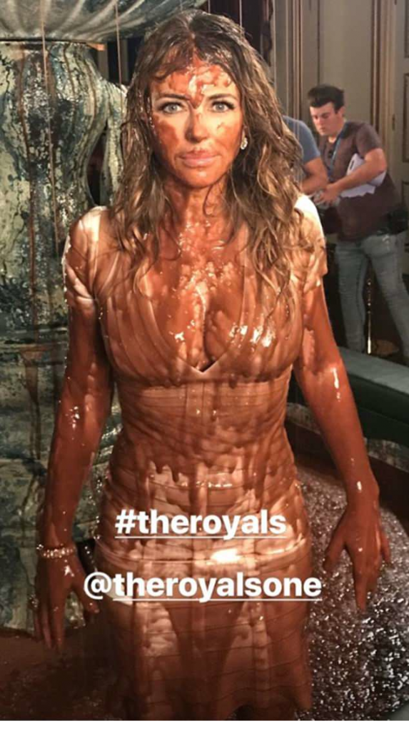 Liz Hurley Covered in Chocolate