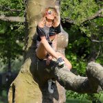Paris Jackson Upskirt in shorts in a tree in NYC