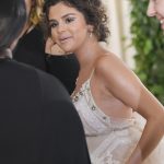 Selena Gomez Big Tits in White Dress at the MET