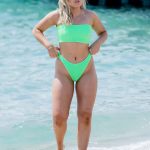 Tallia Storm Tits and Ass in a Green Bikini on the Beach Pulling her Thong Up her Pussy