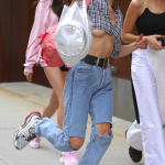 Bella Hadid TIts Out of her Shirt in NYC