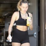 Miley Cyrus Cameltoe in Leggings and Sports Bra
