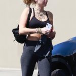 Miley Cyrus Sports Bra and Tight Leggings