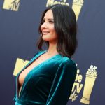 Olivia Munn Tits Out in Green Jumpsuit