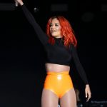 Rita Ora Big Cameltoe Orange Latex Panties