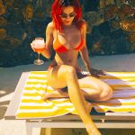 Rita Ora Big Tits in a Red Bikini and Red Hair