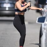 Ariel Winter Ass and Gut in Tight Black Leggings and Sports Bra