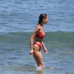 Bella Hadid Thirst Trap Wet Red Thong Bikini