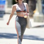 Emma Robets Sexy Cameltoe in Grey Leggings and Sports Bra
