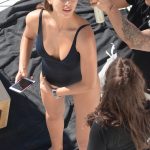 Georgia Fowler gets wet in a tight black swimwuit for a photoshoot