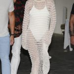 Gigi Hadid Ass in See through mesh dress white bikini